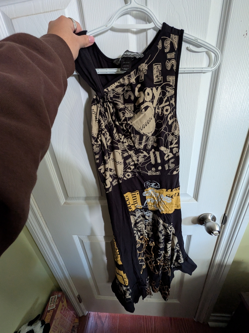 Desigual Black and Cream Graphic Asymmetrical Women’s Dress